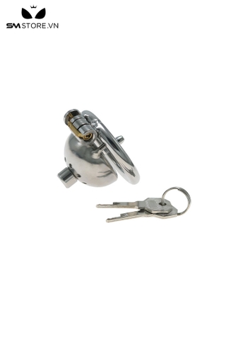 SMT862 - Khóa dương vật thép không gỉ dạng lồng có lỗ thông hơi và nắp