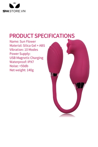 SMT2727 - Trứng rung hút 2 đầu hình bông hoa dài 345mm có 10 chế độ