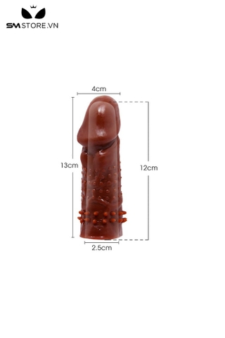 SMT1800 - Bao cao su đôn da nâu có gai và bi đường kính 2.5cm