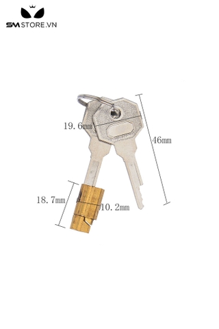 SMG046 - Phụ kiện khóa dương vật bằng đồng thau dài 46mm có 2 chìa