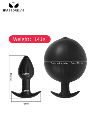 SMT3068 - Anal pump với butt plug vân ngang có thể điều chỉnh