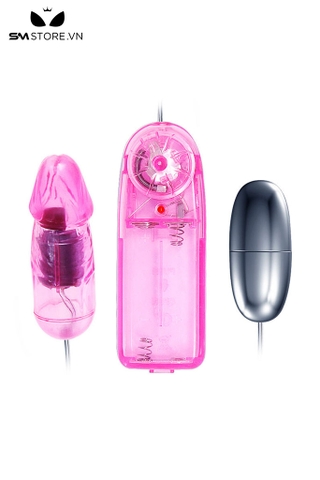 SMT1707 - Trứng rung nhựa 2 đầu có dương vật dài 8.9cm