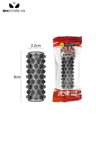 SMT883 - Bao cao su đôn dên khúc giữa có bi màu đen dài 8cm