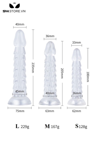 SMT2952 - Dương vật giả trong suốt vảy rồng silicon mềm dẻo