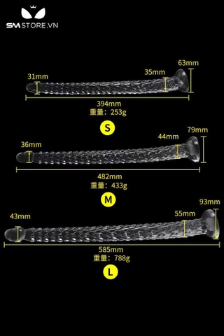 SMT2953 - Dương vật giả trong suốt vảy rồng có 3 kích thước