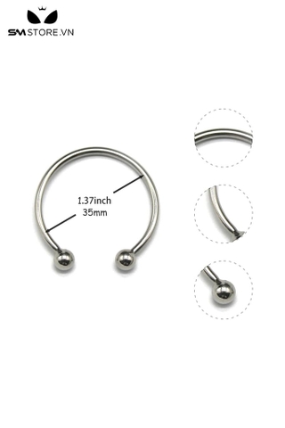 SMT564 - Vòng đeo dương vật inox 2 bi thiết kế hở đường kính 35mm