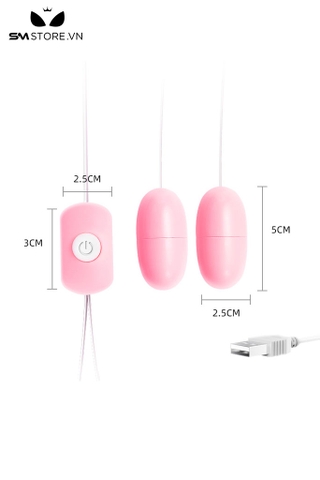 SMT1940 - Trứng rung bằng nhựa 2 đầu có dây sạc điện dài 5cm