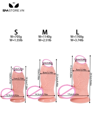 SMT2872 - Dương vật giả khổng lồ có bìu và gân nổi đa kích cỡ