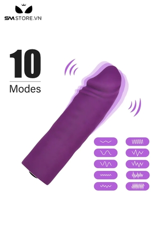 SMT1368 - Dương vật giả mini dài 11.5cm có 10 tần sổ rung sạc USB