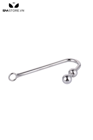 SMT448 - Anal hook gắn 2 bi chất liệu kim loại dài 358mm màu trắng