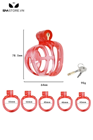 SMT2681 - Khóa dương vật bằng nhựa thoáng khí kèm 4 vòng đeo