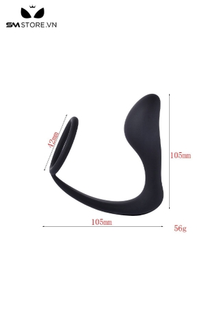 SMT924 - Butt plug silicon kèm cockring đường kính 42mm màu đen