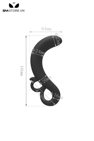 SMT2594 - Phích cắm hậu môn silicon 2 nấc tay cầm hình tròn dài 175mm