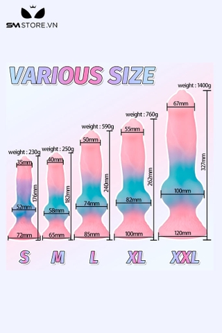 SMT2168 - Dương vật giả phát sáng silicon có 5 size đế dính tường