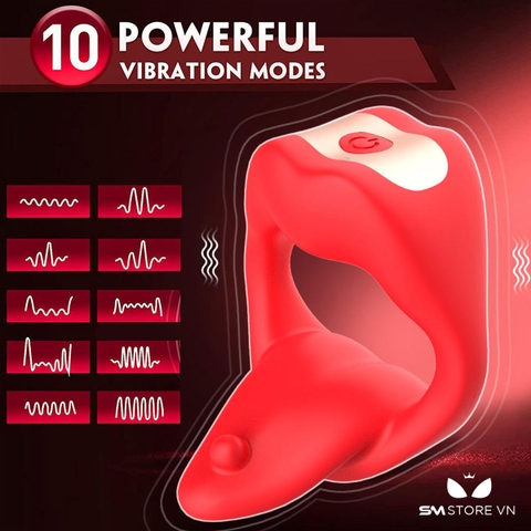 SMT2272 - Vòng rung dương vật silicon có lưỡi và 10 chế độ sạc điện