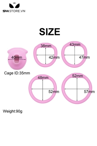 SMT1823 - Khóa dương vật nhựa nắp nồi kèm 4 vòng đeo