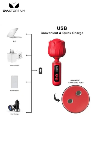 SMT1326 - Máy rung ngụy trang hoa hồng có 9 tần số chống nước