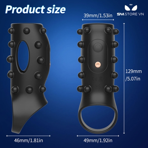 SMT372 - Vòng đeo dương vật có bi kèm 10 chế độ dài 129mm