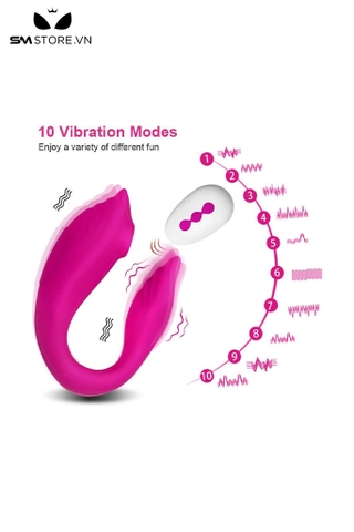 SMT554 - Máy rung âm đạo silicon 2 nhánh điều khiển từ xa màu hồng