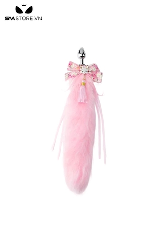 SMT1734 - Đuôi cáo cosplay gắn mèo hồ ly và nơ dài 47cm