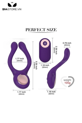 SMT1276 - Vòng đeo dương vật có 10 tần số rung điều khiển xa 10m