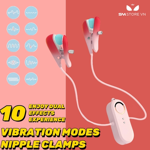 SMT1998 - Kẹp núm vú rung có dây và điều khiển mini dùng sạc điện