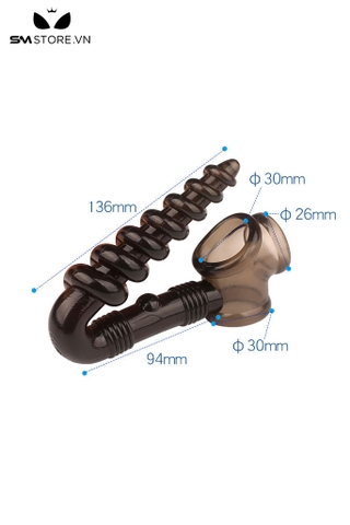 SMT2312 - Vòng đeo dương vật trong suốt silicon mix phích cắm hậu môn