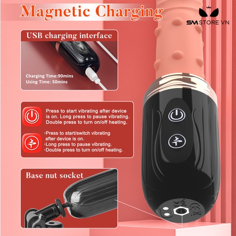 SMT2714 - Máy làm tình rung thụt và sưởi ấm điều khiển từ xa