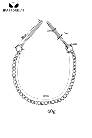 SMT2651 - Kẹp núm vú inox có 4 chấu dây xích dài 30cm
