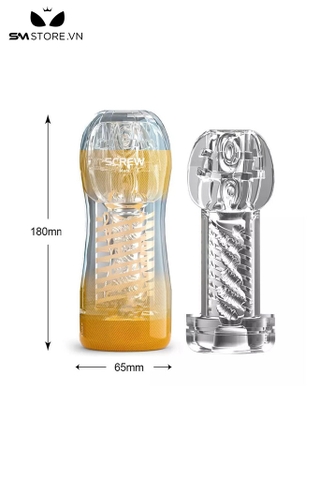 SMT1715 - Cốc thủ dâm Glaku siliicon trong suốt có xoáy trong dài 18cm