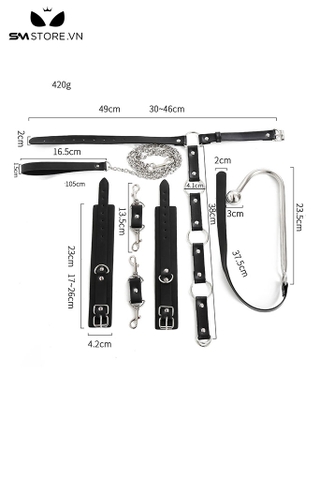 SMT1195 - Combo đồ chơi BDSM màu đen 6 món trói tay kèm vòng cổ