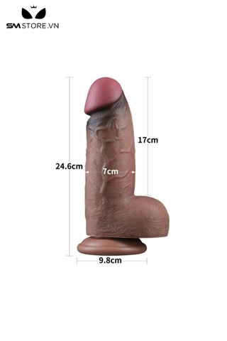 SMT1779 - Dương vật giả đen Lovetoy bằng silicon dẻo dài 24.6cm