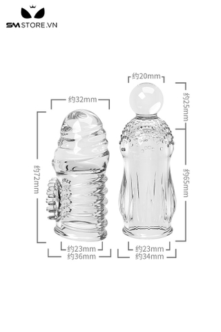 SMT2702 - Bao cao su đôn trong suốt hình vương miện dài 72mm