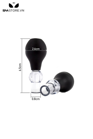 SMT689 - Hút núm vú silicon màu đen dài 65mm với 4 cặp vòng khác nhau