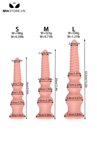 SMT2865 - Đồ chơi hậu môn anal long silicon mềm có 3 kích cỡ
