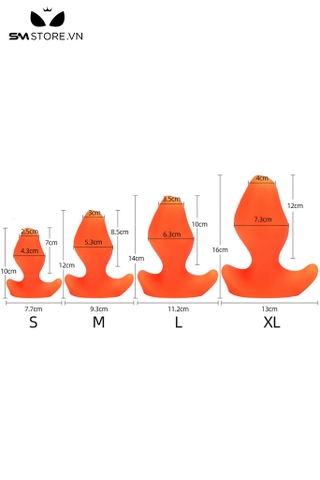 SMT2922 - Huge anal đồ chơi hậu môn silicon màu cam có 4 kích cỡ