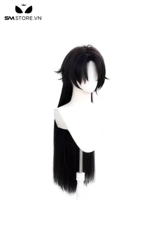 SMP157 - Tóc giả đen hóa trang anime Genshin Impact dài 85cm