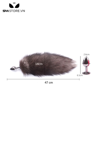 SMT1014 - Phích cắm hậu môn đuôi cáo mềm mại màu xám dài 47cm
