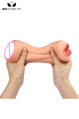 SMT2520 - Âm đạo và miệng giả có răng và môi hồng chất liệu silicon mềm