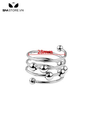 SMT622 - Vòng đeo dương vật inox có bi hình lo xo với 4 size