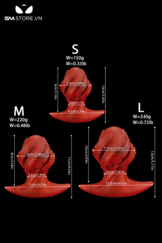 SMT2850 - Anal guge dạng xoắn ốc màu đỏ đen chất liệu silicon