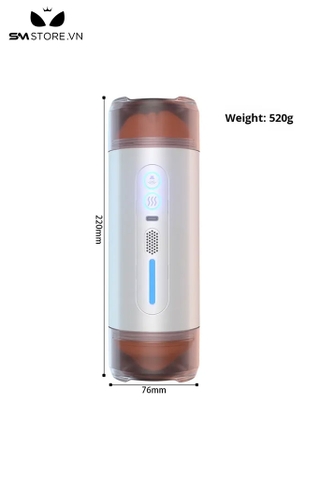 SMT2427 - Cốc thủ dâm silicon 2 đầu miệng và âm đạo kèm sưởi ấm