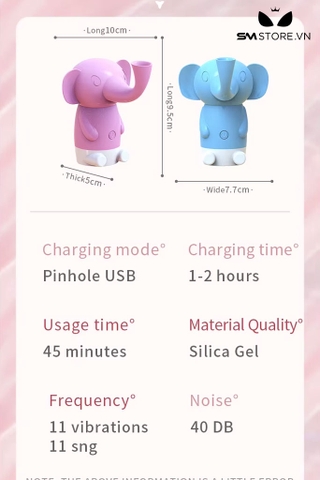 SMT2734 - Máy hút liếm âm đạo hình con voi có vòi xoay 360 độ dài 9.5cm