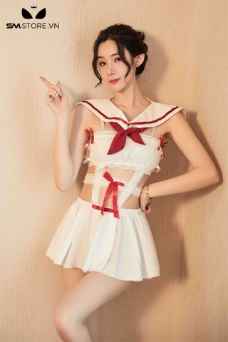SMS778 - Cosplay học sinh quyến rũ với áo liền chân váy ngắn