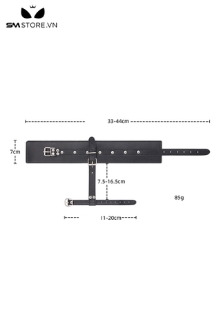 SMT590 - Còng chân xỏ ngón đen chất liệu da PU dài 44cm có thể chỉnh