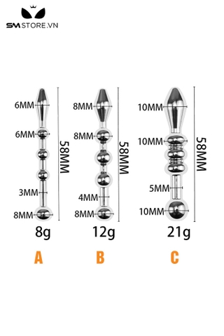 SMT2205 - Que niệu đạo sounding inox không gỉ có 3 hạt dài 58mm
