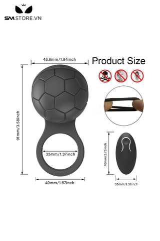SMT2709 - Vòng đeo dương vật silicon hình quả bóng điều khiển từ xa