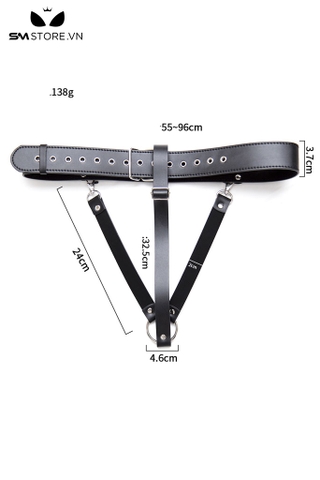 SMT2339 - Đai trinh tiết có móc sắt giả da PU eo 55-96cm