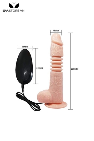 SMT1708 - Dương vật giả silicon xoay rung thụt dài 22cm sạc dính tường