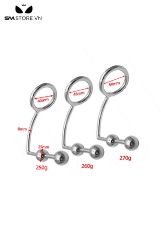 SMT2252 - Vòng đeo dương vật có anal hook 2 tầng inox không gỉ